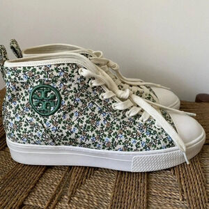 Tory Burch Shoes Women’s 8 Logo High Top Sneaker Printed Canvas Floral